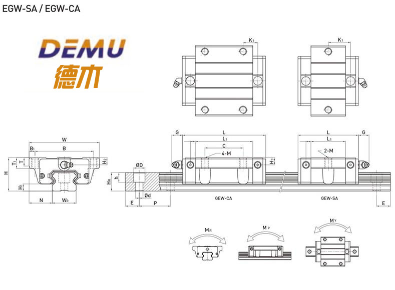 EG系列線性導(dǎo)軌尺寸表